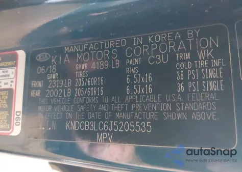 2018 Kia Niro Lx from USA, damaged, VIN KNDCB3LC6J5205535